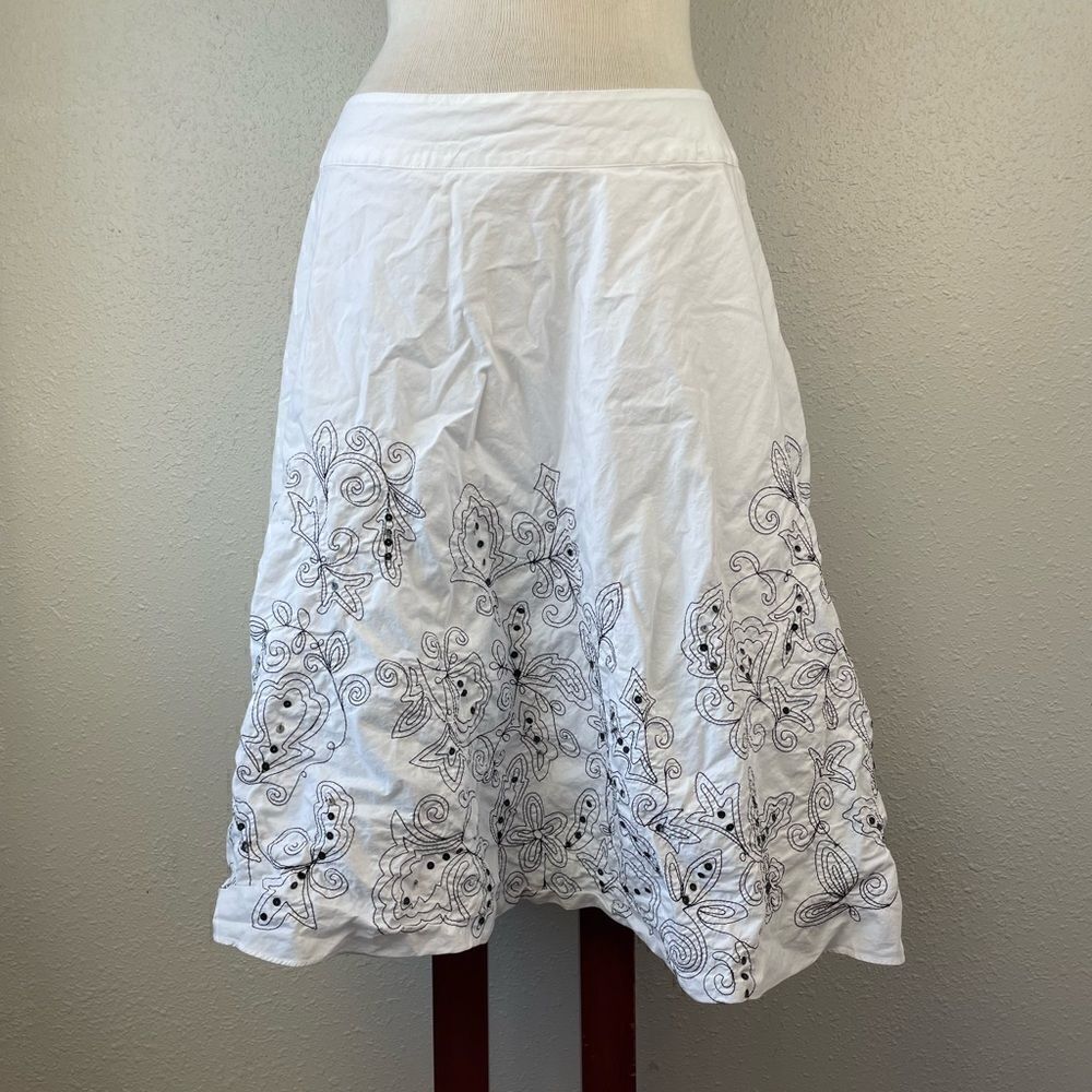 Laura Leigh White and Black Stitched Midi Skirt Size 8 EUC